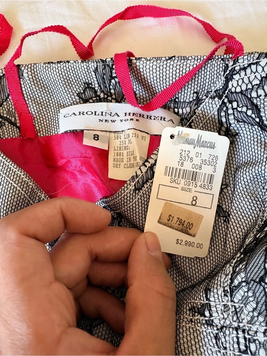 Carolina Herrera Dresses & Skirts - Carolina Herrera Black Lace Slip with Hot Pink Lining